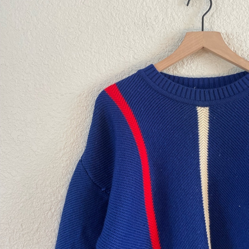 Vintage 80s Sweater with Red, Yellow & Cream Accents - Picture 2 of 15